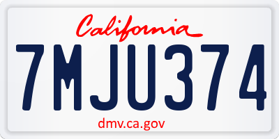 CA license plate 7MJU374