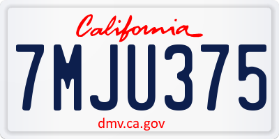 CA license plate 7MJU375