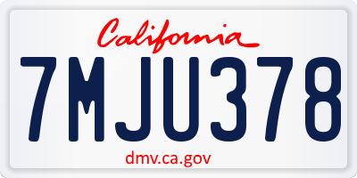CA license plate 7MJU378
