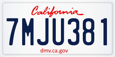 CA license plate 7MJU381