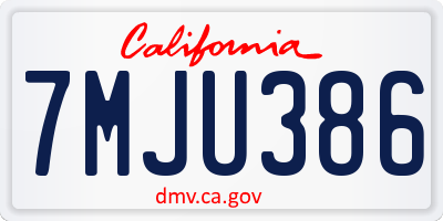 CA license plate 7MJU386