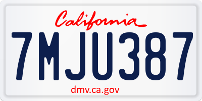 CA license plate 7MJU387