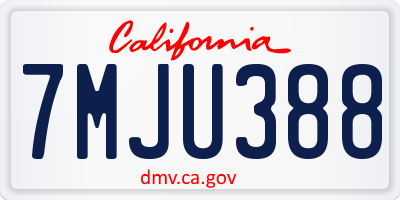CA license plate 7MJU388