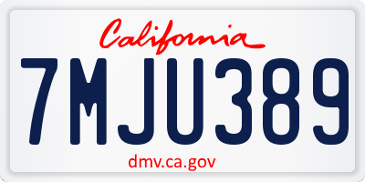CA license plate 7MJU389