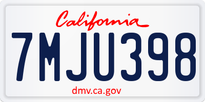 CA license plate 7MJU398