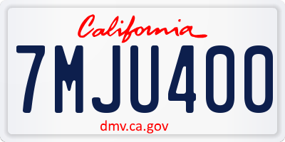 CA license plate 7MJU400