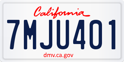 CA license plate 7MJU401