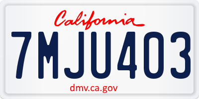 CA license plate 7MJU403