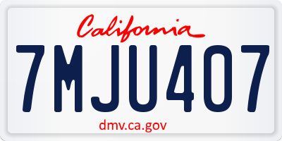 CA license plate 7MJU407
