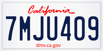 CA license plate 7MJU409