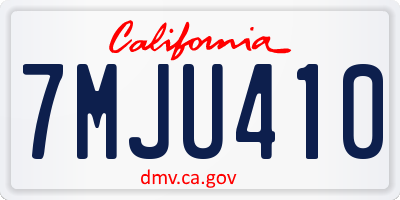 CA license plate 7MJU410