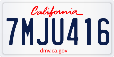 CA license plate 7MJU416