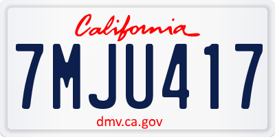 CA license plate 7MJU417