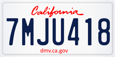 CA license plate 7MJU418