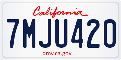 CA license plate 7MJU420