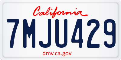 CA license plate 7MJU429
