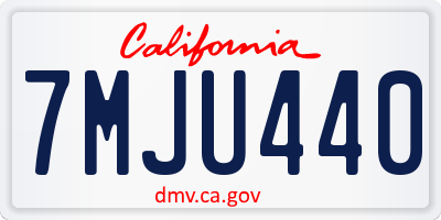 CA license plate 7MJU440