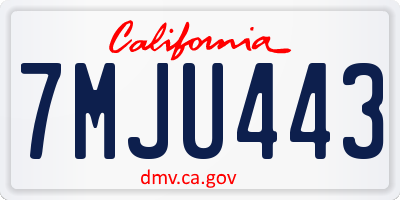 CA license plate 7MJU443