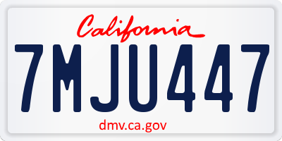 CA license plate 7MJU447