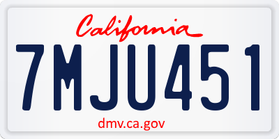 CA license plate 7MJU451