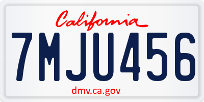 CA license plate 7MJU456
