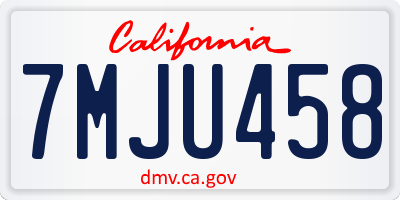 CA license plate 7MJU458