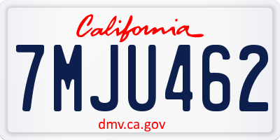CA license plate 7MJU462
