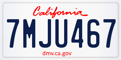 CA license plate 7MJU467