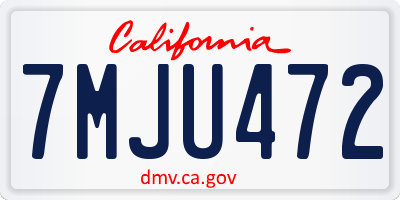 CA license plate 7MJU472