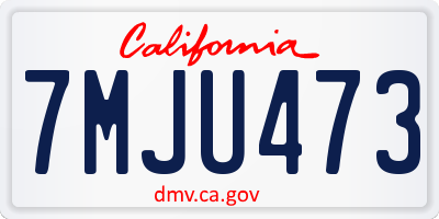 CA license plate 7MJU473
