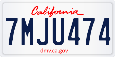 CA license plate 7MJU474