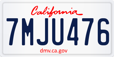 CA license plate 7MJU476