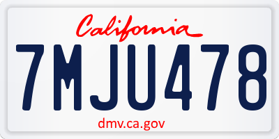 CA license plate 7MJU478