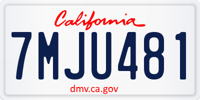CA license plate 7MJU481