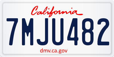 CA license plate 7MJU482