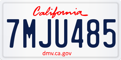 CA license plate 7MJU485