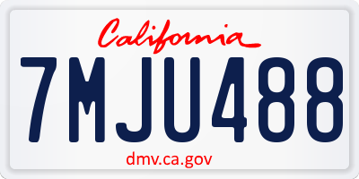 CA license plate 7MJU488