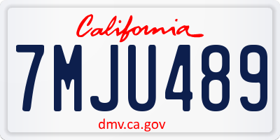CA license plate 7MJU489