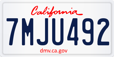 CA license plate 7MJU492