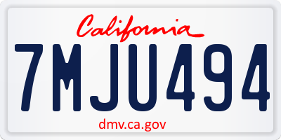 CA license plate 7MJU494