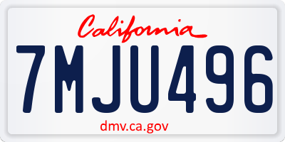 CA license plate 7MJU496