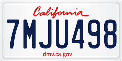 CA license plate 7MJU498