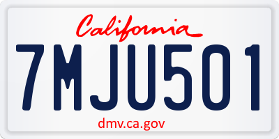 CA license plate 7MJU501