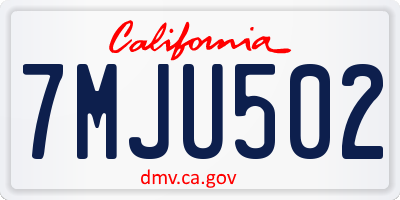 CA license plate 7MJU502