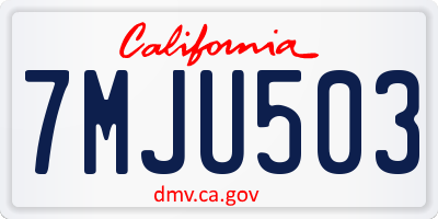 CA license plate 7MJU503
