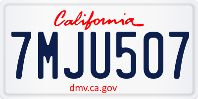CA license plate 7MJU507
