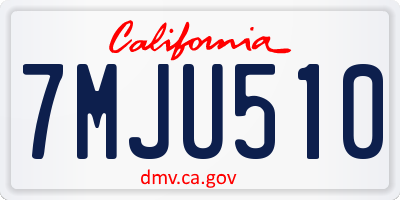 CA license plate 7MJU510