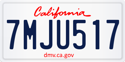CA license plate 7MJU517