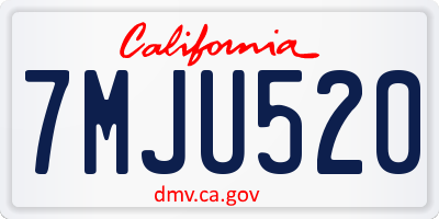 CA license plate 7MJU520