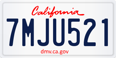 CA license plate 7MJU521